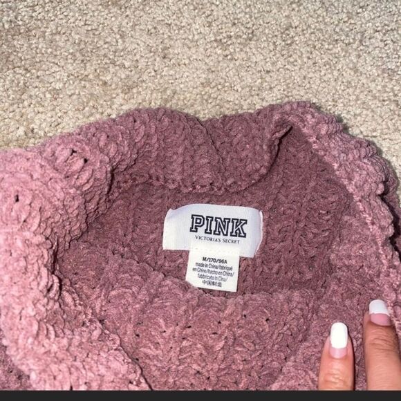 PINK Victorias Secret Medium Cozy Mauve Turtleneck Sweater oversized chunky lady - Picture 4 of 16